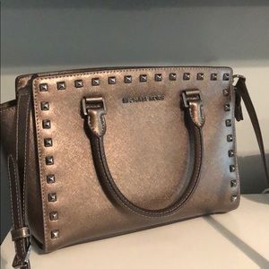 Michael Kors Selma Stud Top Satchel in Cinder!RARE FIND!!